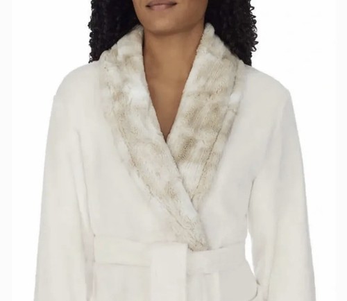 Carole Hochman Luxuriously Plush Wrap Robe Belted Cream Women's Small - Picture 4 of 6