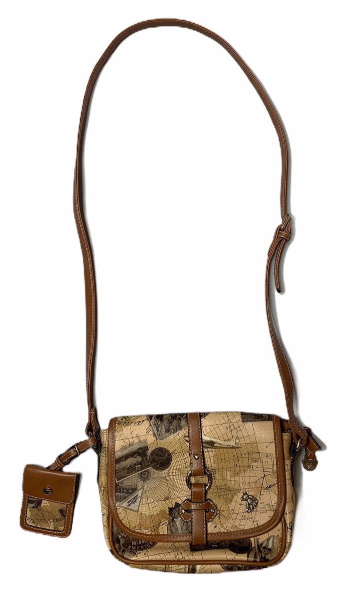 Teenie Weenie Gold Teddy Bear Brown Map Print Adjustable Strap