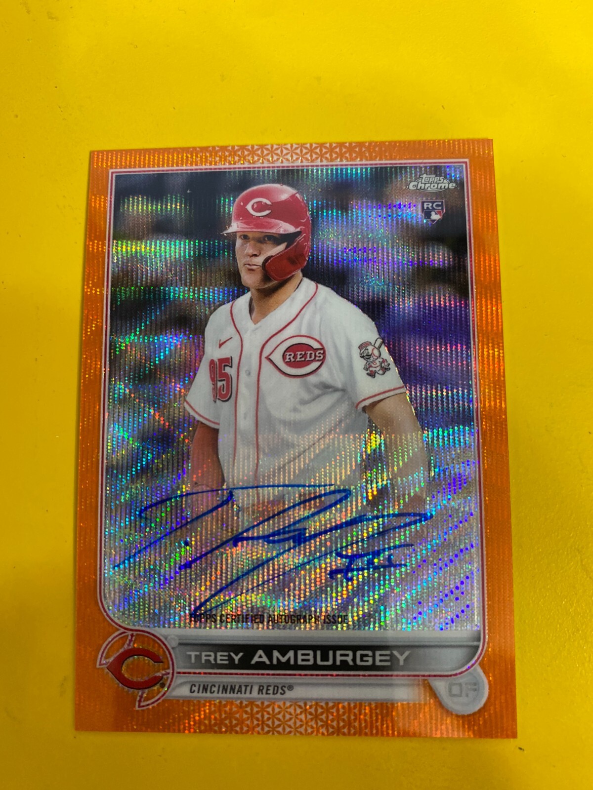DA81625 2022 Topps Chrome Rookie Auto Orange Wave Refractor Trey Amburgey /RC 25
