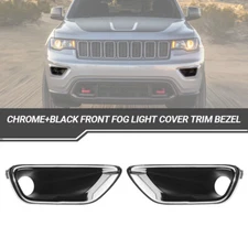 For 2017-2021 Jeep Grand Cherokee Front Bumper Fog Light Lamp Cover Bezel Pair