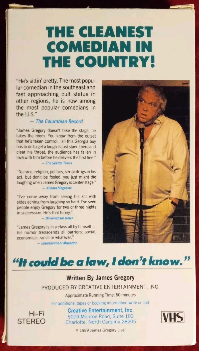 James Gregory Live (VHS, 1989) Tested (Pics) The Funniest Man In