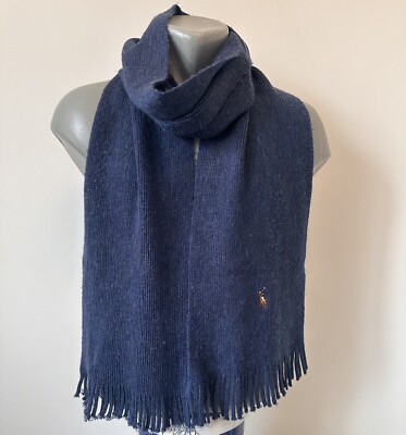 Polo Ralph Lauren Mens Unisex Wool Blue scarf