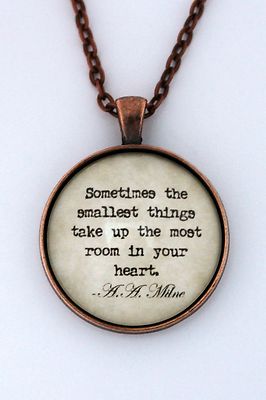 THE SMALLEST THINGS AA Milne Winnie The Pooh Book Quote Pendant Chain Jewelry