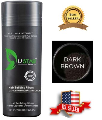 Ustar DARK BROWN Hair Building Fibers 0.97oz Free Shipping