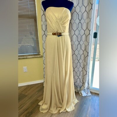 NEW! LAUREN RALPH LAUREN Gold Shimmer Strapless Evening Dress Gown | eBay