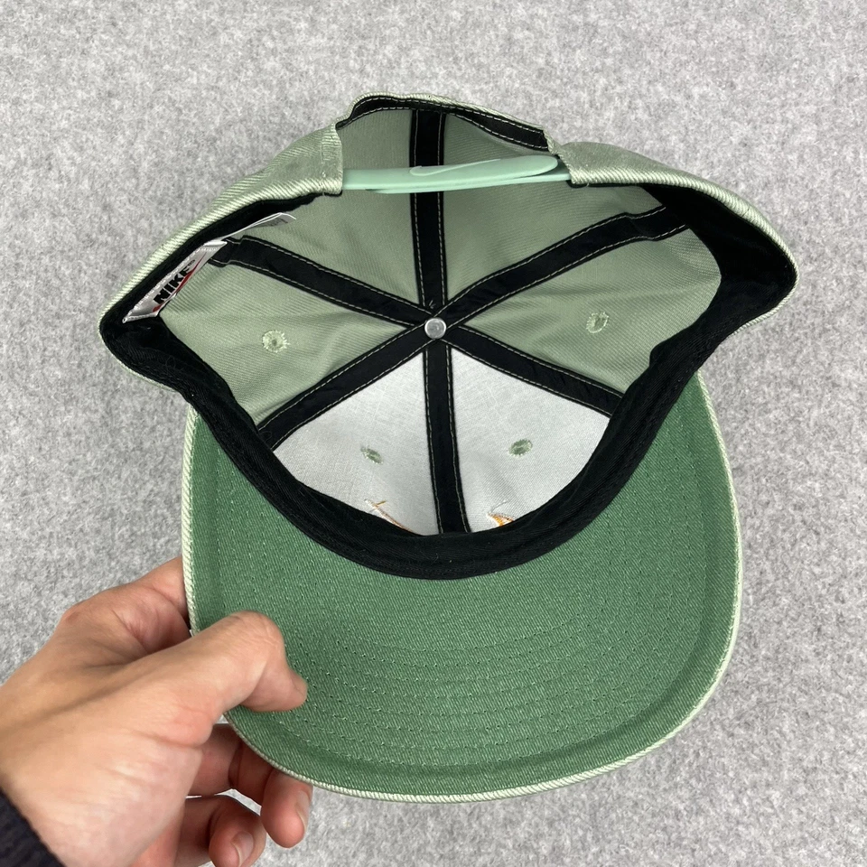 Vintage 90s Nike Hat Mint Green Orange Swoosh Snapback Spellout Tour Turquoise - Image 4 of 4