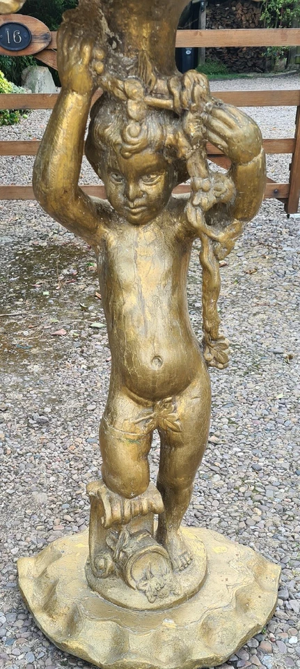 Antique Carved Wooden Cherub (PUTTI) Demilune Console Table Genuine Guilding - Image 4 of 4