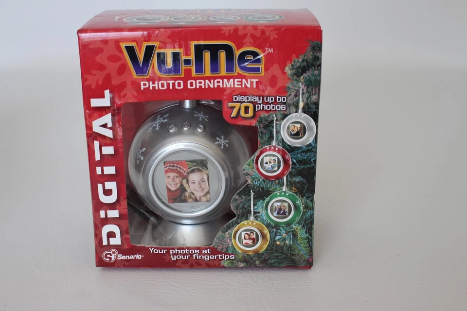 Vu-Me Digital Photo Christmas Ornament 70 Photo Display 1.5" LCD Screen Silver - Image 2 of 4
