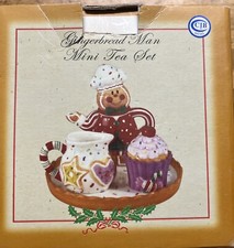 Vintage CIB Ceramic Gingerbread Mini Tea Set NIB but Lid Missing