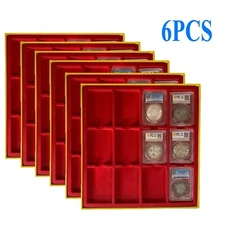 6PC Cardboard Display Storage Box Case for 12Certified PCGS NGC Coin Slab Holder