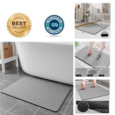 Diatomaceous Earth Bath Mat 24x17 - Non-Slip Grey Quick Dry Rug for Bathroom