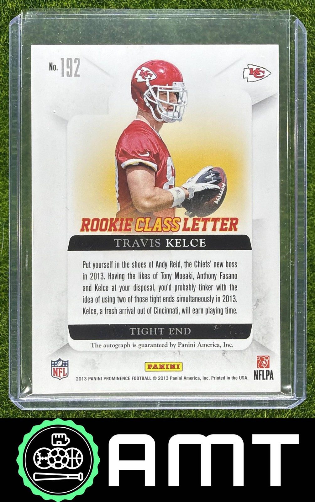 Travis Kelce 2013 Panini Prominence 87/200 RC Patch Auto Jersey Number Match view 2