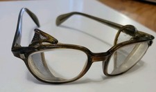 Vintage Industrial Safety Glasses Steampunk Horn Rim Mesh Side Shields