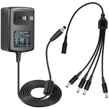 DC 12V 2A Security Camera Power Adapter with 1 to 4 Power Splitter, DC 12V to