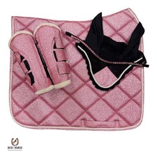 Glitter Saddle Pad Set including Fly Veil Browband & Brushing Boots - Equestrian