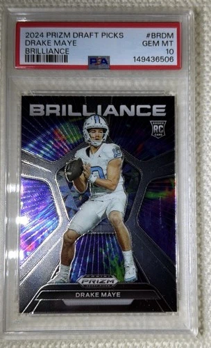 2024 Panini Prizm Draft Picks - Brilliance Drake Maye #BR-DM (RC)- PSA 10