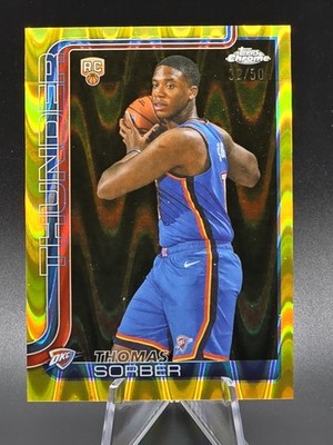 2025-25 Topps Chrome Basketball Thomas Sorber Rookie Gold 32/50 (RC) Thunder