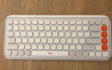 Image of Logitech Pop Icon Keys Wireless Bluetooth Keyboard UK Layout, White/Orange, NWOB