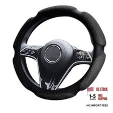Car Steering Wheel Cover, 15" Anti-Slip Steering Wheel Protector Soft Black