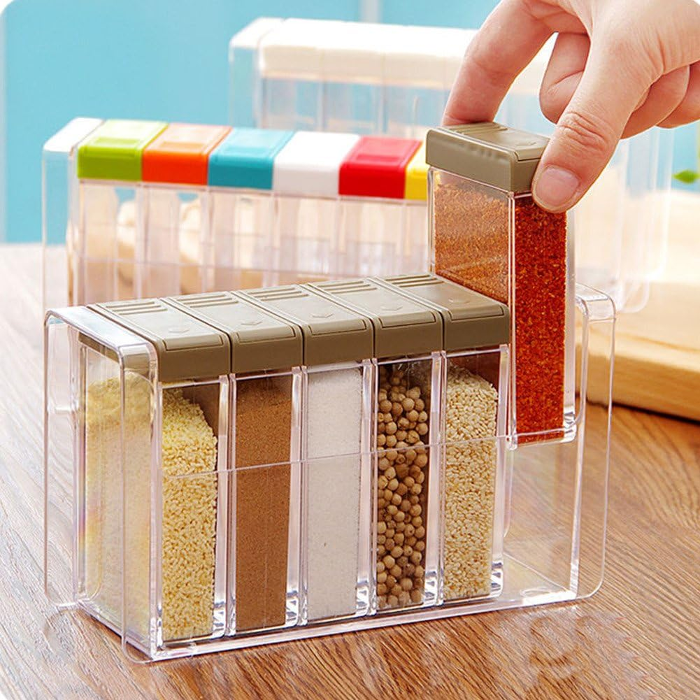 Spice Shaker, 6 Pcs Seasoning Rack Spice Pots Storage Container Condiment Jars w