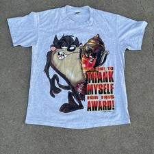 Vintage 90s Looney Tunes Tasmanian Devil T Shirt Mens XL Gray Single Stitch