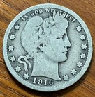 1916 P Barber Quarter - 90% Silver