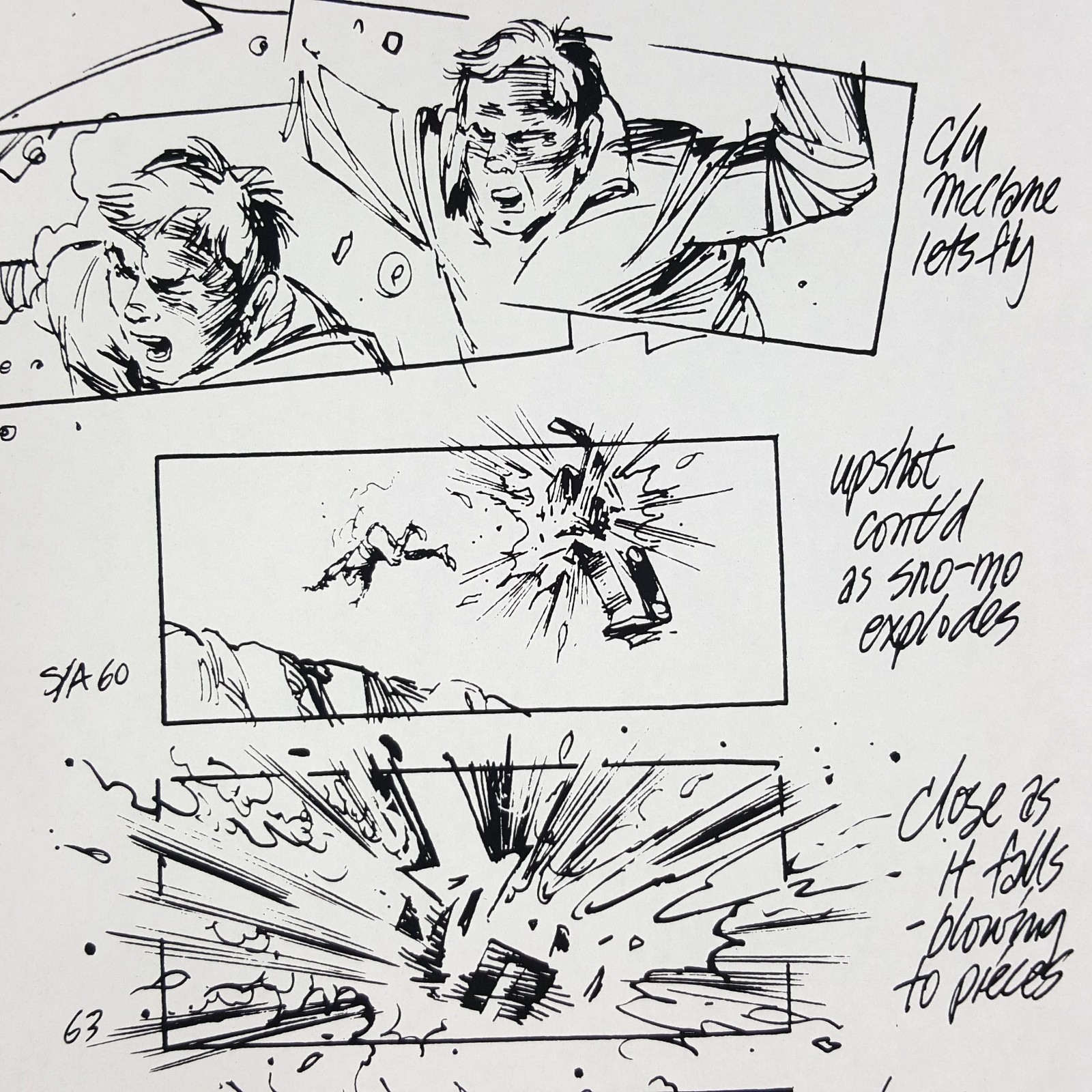 Image 5 of Die Hard 2 - Production Used Storyboard, Bruce Willis Snowmobile Chase, Prop 19