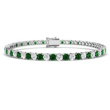 Lab Grown Emerald & Diamond Tennis Bracelet 5.00Ct White Gold UK Hallmarked