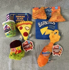 NEW Bark Box Dog Toys Food Themed Small Dog 0-20 Pounds 7 Total Toys