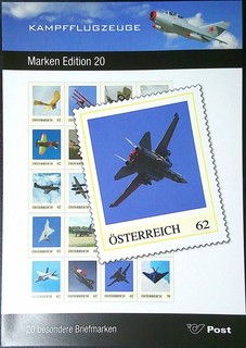 Austria PM Stamps Edition 20 Fighter Jets MNH