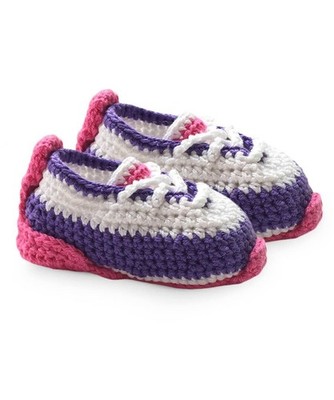 Jefferies Socks Baby Girls Hand Crocheted Tennis Shoe Bootie 1 Pair Pack