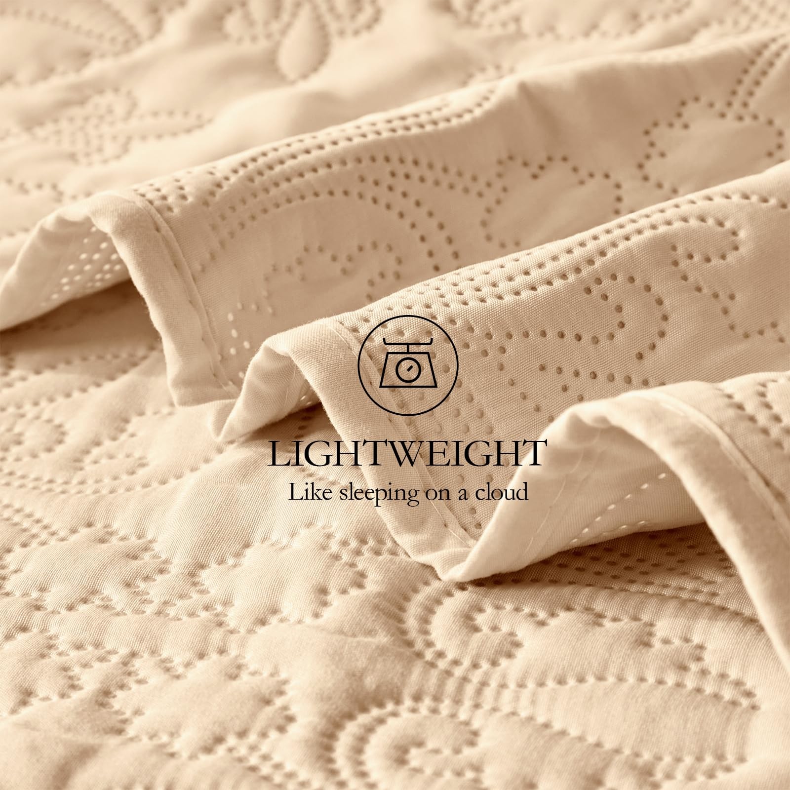 Beige Full Queen Quilt Bedding Set for All Seasons,Lightweight Bedspread Quee...