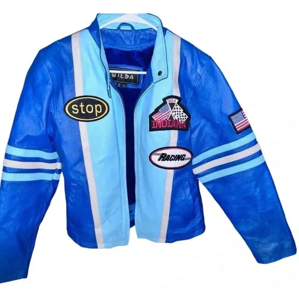 Chaqueta Forrada Vintage Wilda Estilo Retro Cuero Genuino Motocicleta Carreras XL  Foto 3 de 4