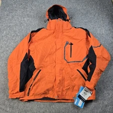 NWT Fera Jacket Mens Medium Orange Dino Waterproof Breathable Ski Coat Hooded