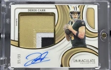 🔥2024 Panini Immaculate Football Derek Carr 3 Color Jersey On Card Auto /99