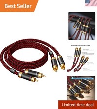 Auidophile 2RCA Male to 2RCA Male Stereo Subwoofer Audio Cable,Hi Fi, 3U Gold...
