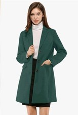 Allegra K Womens Green Single Breasted Pea Coat Size Small