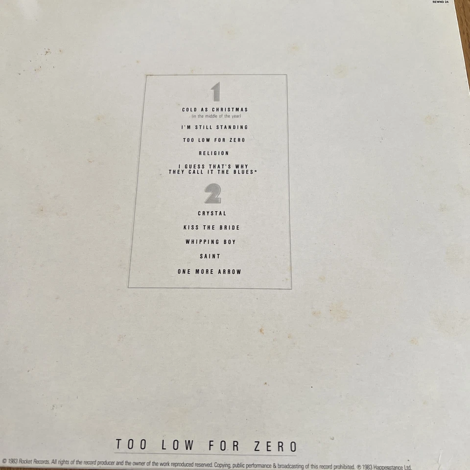 Elton John Too Low For 0 EX vinyl LP & Inner Plays Nicely Still Standing 1st Pre Foto 2 de 4