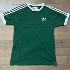 adidas Men's Originals 3-Stripes Cali T-Shirt Green White Crewneck Size S