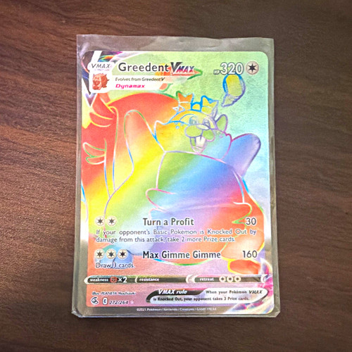 Greedent VMAX 272/264 Secret Rare Holo English Fusion Strike Full Art 2021