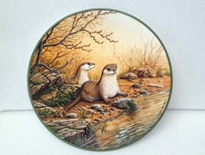 Limited Ed  1988 Royal Doulton Plate Rollinson's Portraits of Nature Otter Pair