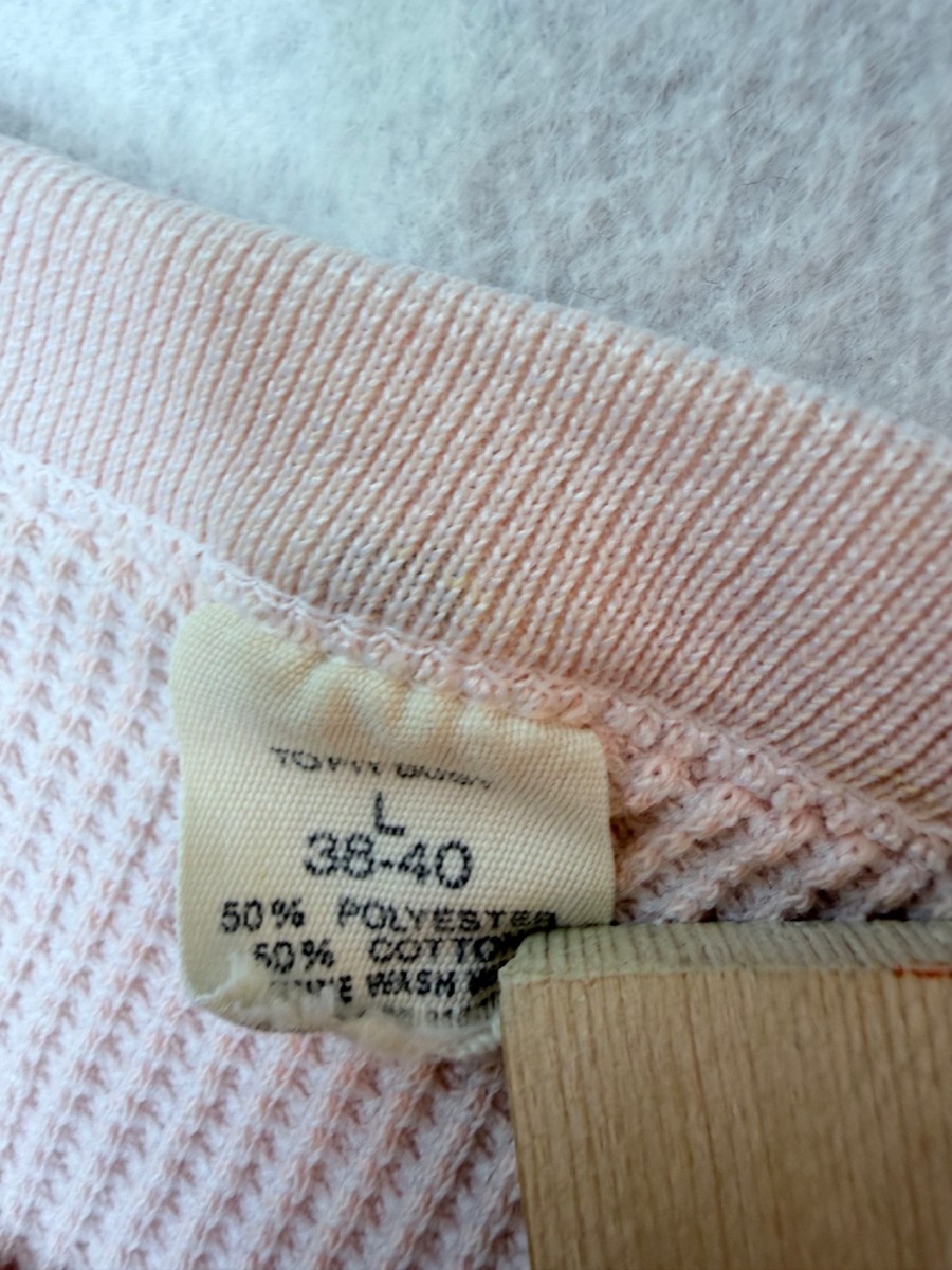 トップス Rosen Kreuz VINTAGE WAFFLE KNIT Vintage Pink Thermal Shirt Waffle Knit Grunge Distressed Womens