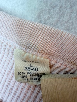Vintage Pink Thermal Shirt Waffle Knit Grunge Distressed Womens