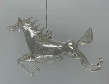 Vtg Art Glass Fantasy Horse Unicorn Pegasus Dragon Ornament Miniature Figure