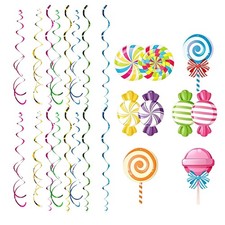 Candy Ceiling Streamers 48 Pieces Colorful Lollipop Spiral Decor Candy