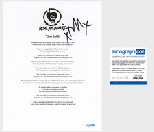 Tim Mcilrath 'Rise Against' Band Signed Lyric Sheet 'Give It All' ACOA