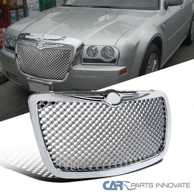 CHRER 300/300C フロントグリル メッキパーツ Fits 05-10 Chrysler 300 300C Front Chrome Mesh Honeycomb Style