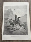 victorian 1897 original dore gallery print - don quixote and sancho setting out