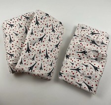 Betsey Johnson 5 Pc FULL Size Bed Sheet Set Hearts Eiffel Tower Paris