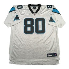 Maglia Reebok Carolina Panthers NFL uomo XXL Shockey #80 bianca camicia vintage